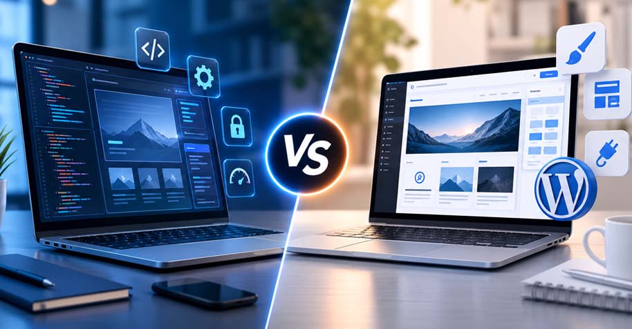 Custom Website vs WordPress Website comparison by Hubsol